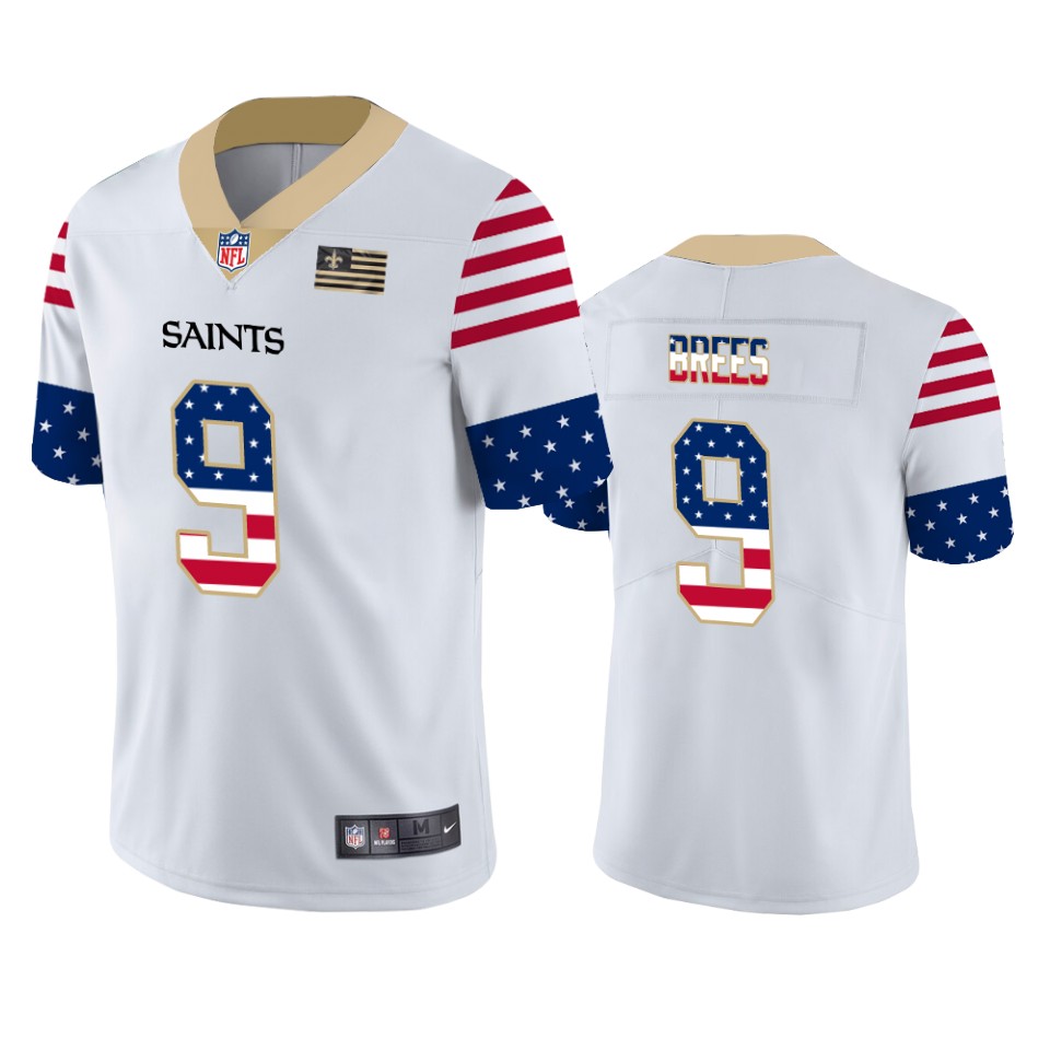 Men's New Orleans Saints #9 Drew Brees White 2019 USA Flag Fashion Limited Stitched NFL Jersey